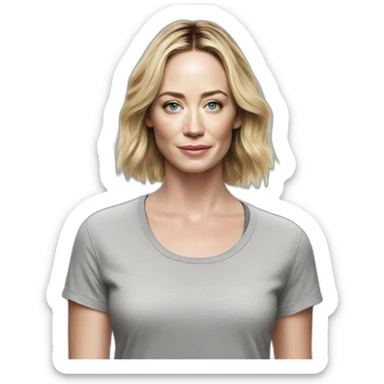 blonde Emily blunt wearing tee sticker