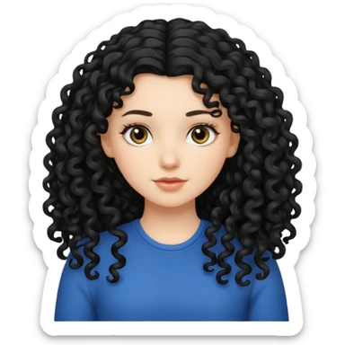 Really white girl with very long black 3a curly hair  sticker