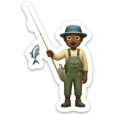 Fishing man holding fish sticker