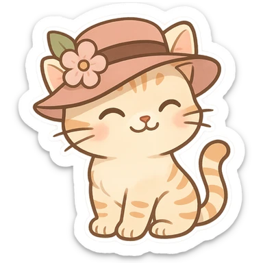 whimsical cat with a fancy hat, charming and lighthearted sticker