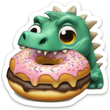 dinosaur eting donuts sticker