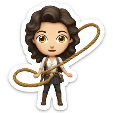 brunette lady with a big lasso sticker