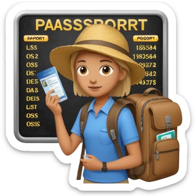Traveler character with Looking toward a departure board  sticker