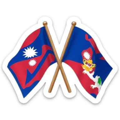 Nepal with Cambodia flags sticker
