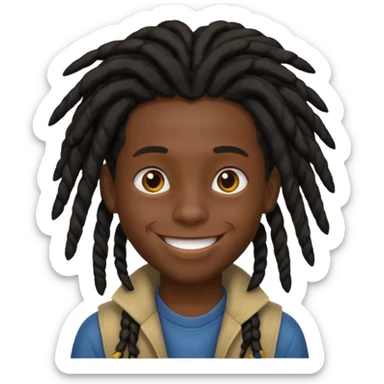 karate boy, black skin, dreadlocks sticker