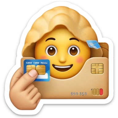 Emoji hold cradit card and with hill flour sticker