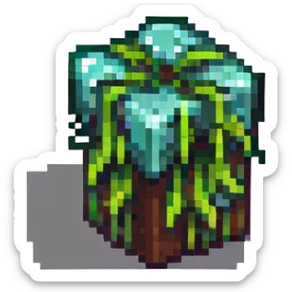 blocky minimal square pixel art Minecraft grass block, very simple shapes sticker