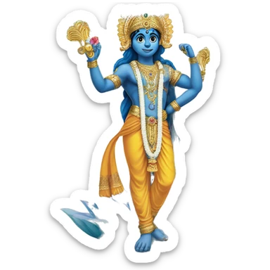 Lord murugan in fair colour with blue peacock and vel standing  sticker