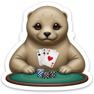 seal playing poker  sticker