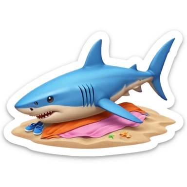 A shark with blue shoes on land near water not in it sticker