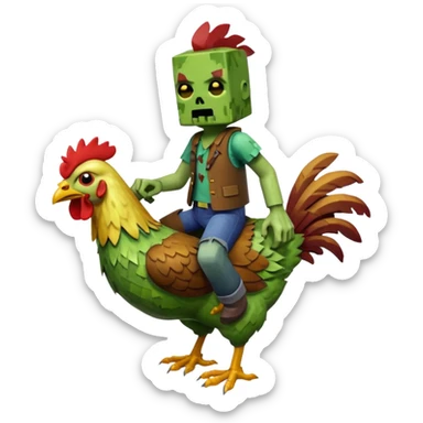 minecraft zombie riding a chicken sticker