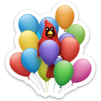 Happy red cardinal with birthday balloons sticker
