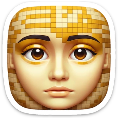 3D render of Pixelated Face, digital glitch art aesthetic, data corruption visual, human face blurred with skin-tone mosaics, pixelated distortion, emoji style, isolated on white background --v 6.0. sticker