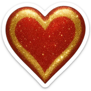 Red and gold glitter heart sticker