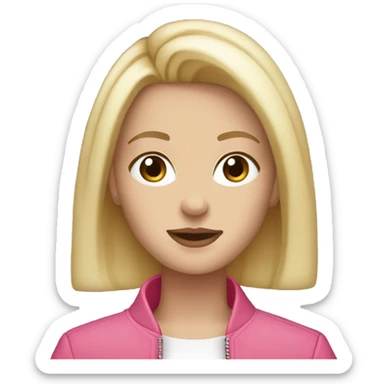 Blonde hair white brown eyes pink jacket acne long lashes  sticker