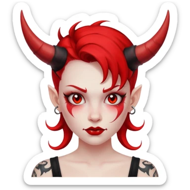 devil girl with tattoo sticker