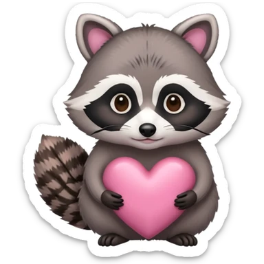raccoon in heart sticker