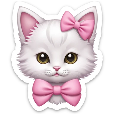 cute kitten with a pink bow sticker