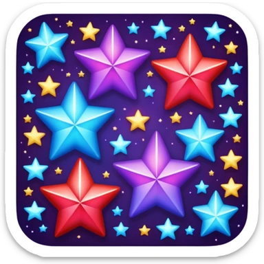 Sparkling shimmery red purple blue stars sticker