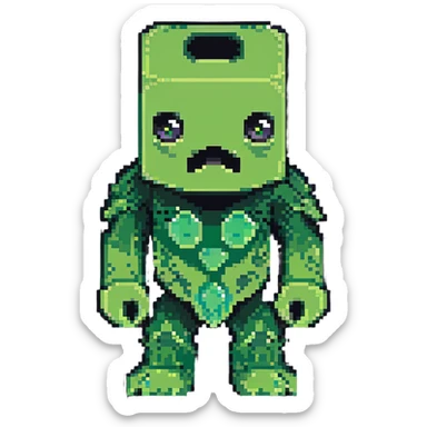 Minecraft Creeper with slightly chibi proportions in pixel art style sticker