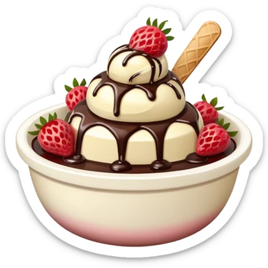 ice cream with fruits and chocolate sauce sticker