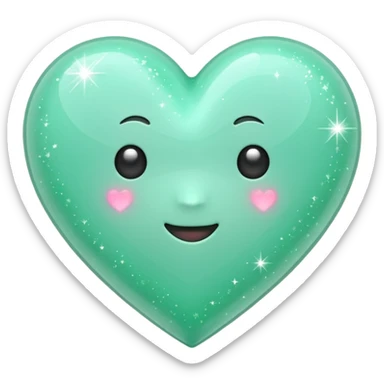 mint green heart with bright sparkles sticker