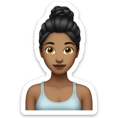 Girl, straight black hair, highlights sticker