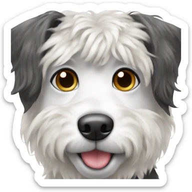 Black and white dog with a wig sticker