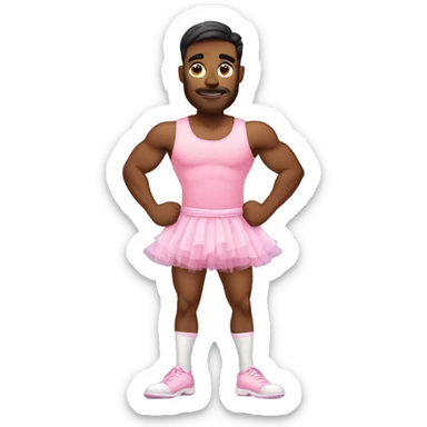Nervous handsome buff male in pink tutu, full body sticker