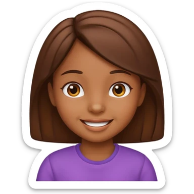Cute girl kid emoji brown body sticker