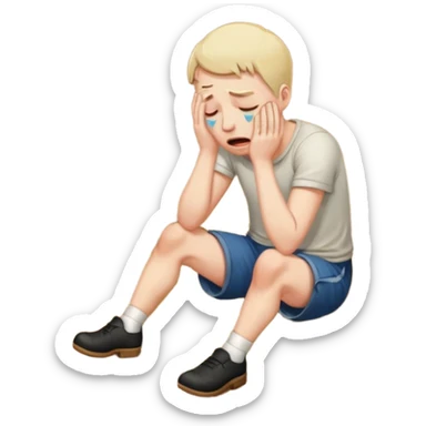 Crying male banging on the floor sticker