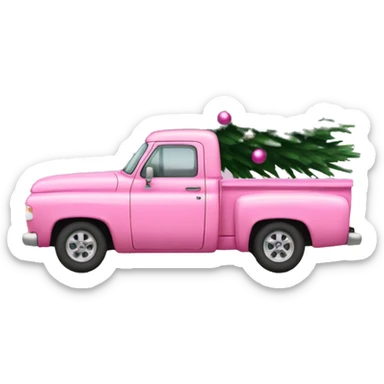 Pink pickup with Christmas tree  sticker