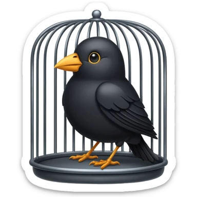 black bird in cage sticker