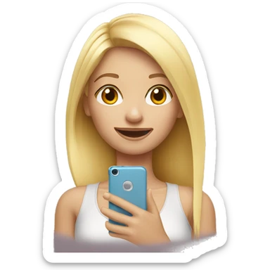 blonde girl taking selfie sticker