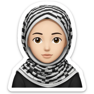 person emoji, black and white keffiyeh, simple style sticker