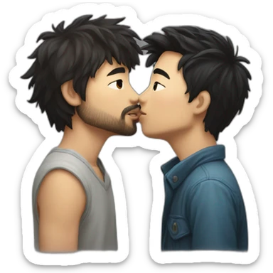 scruffy-boy-and-asian-gilr-kissing sticker