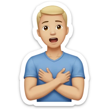 Man crossing his arms holding his neck and screaming  sticker
