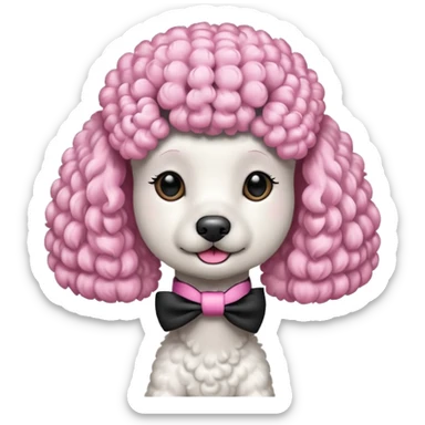 Crie um poddle com um laço rosa estilo ios sticker