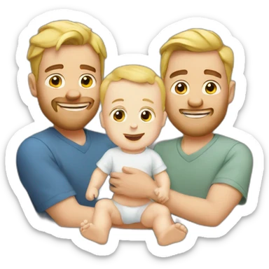 Two white guys and a baby sticker
