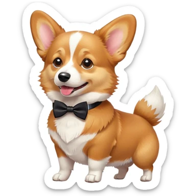 Corgi with a bowtie playing with the ball sticker