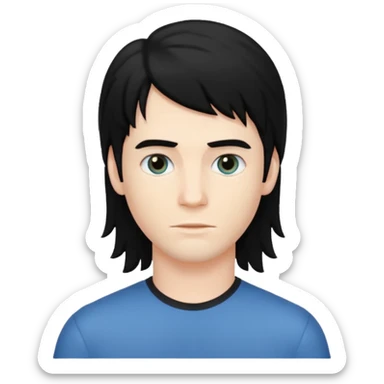 A young man with mullet black hair. sticker