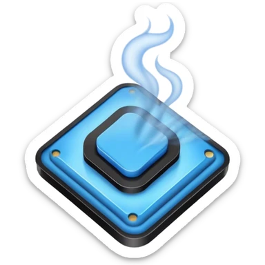 blue smoke coming out of a black microchip sticker