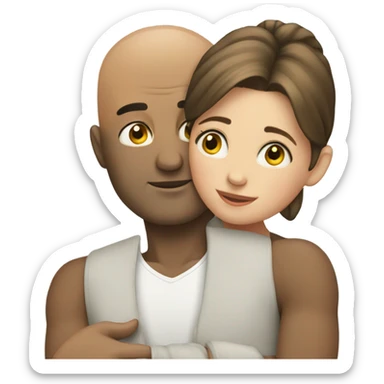 Bald man hugging a girl sticker