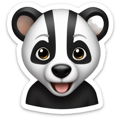 Badger wearing a black shirt that says ‘MM’ sticker