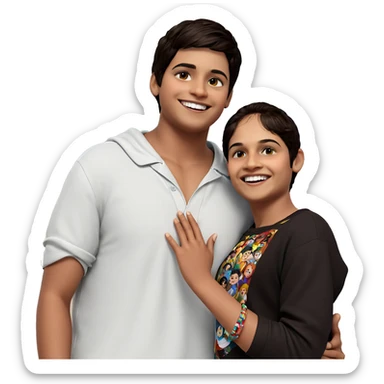 two boys sharing a smile sticker