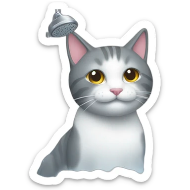 Un chat faisant sa douche  sticker