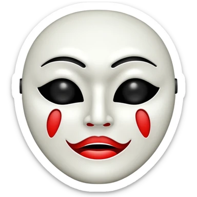 Half happy half sad face, white theater mask with hollow mouth and hollow eyes sticker