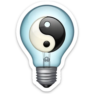 lightbulb with yin-yang inside, representing balanced thinking sticker