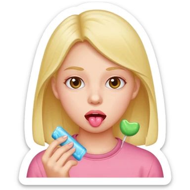 portrait of girl chewing gum sticker