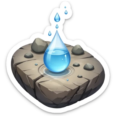 water pouring onto rocks with team sticker